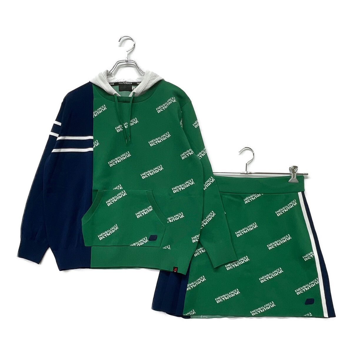 レディース ニューバランスゴルフ New Balance golf セットアップ 2 L 緑×紺 長袖ニット×スカート
