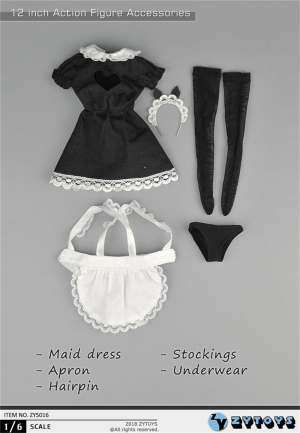 1/6 ZYTOYS ZY5049 メイド服セット 1/6スケール女性コスチューム
