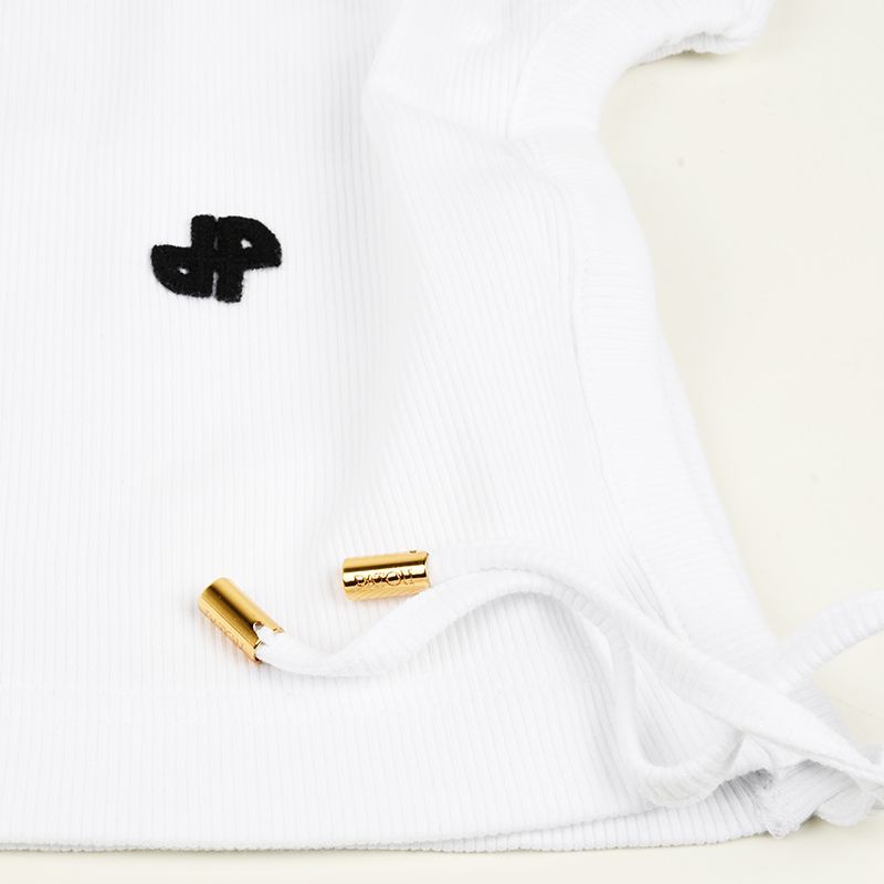 PATOU - PATOU パトゥ オーガニックコットンリブ カットアウト Tシャツ イタリア正規品 新品 JE1059978 001W ホワイト PATOU パトゥ オーガニックコットンリブ カットアウト Tシャツ