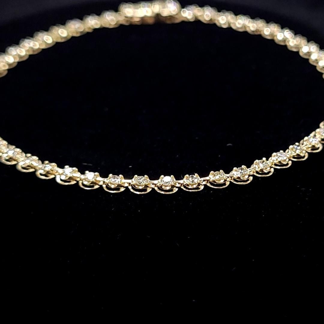 ギラギラ！新型1ct ダイヤモンド K18 YG テニス ブレスレット 18金