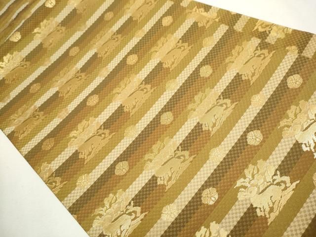 平和屋着物○九寸名古屋帯 フクロウ 金糸 正絹 逸品 CAAX7211hy