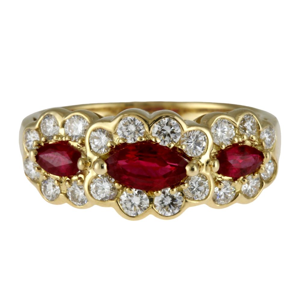 13/美品 ミキモト K18 ルビー計1.26ct ダイヤ リング 指輪 ミキモト リング 指輪 13号 18金 K18イエローゴールド ルビー