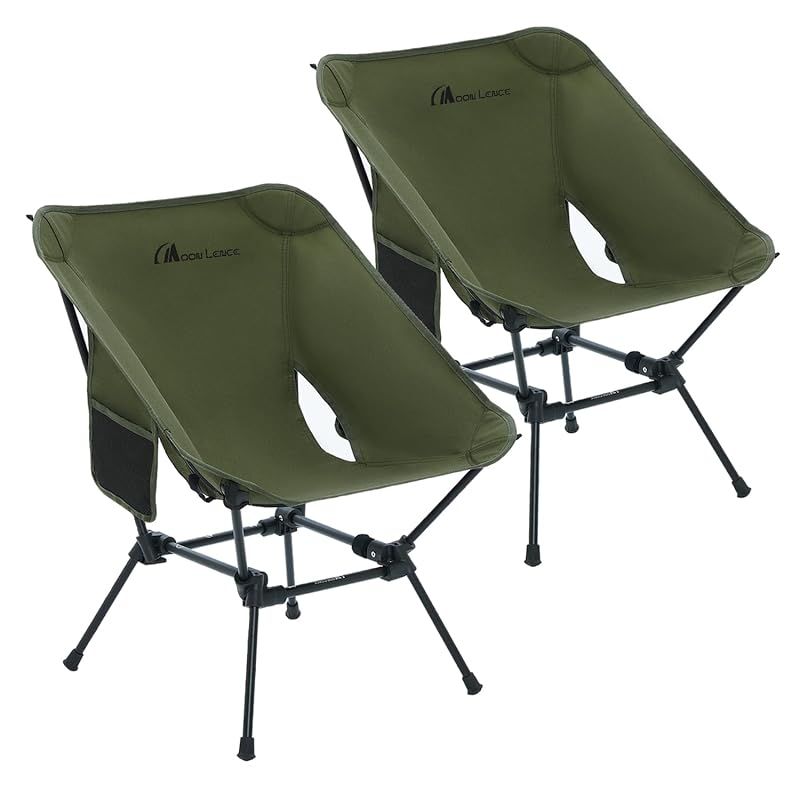MOON LENCE アウトドア チェア 2way キャンプ 椅子 グランドチェア キャンプチェア より安定 軽量 折りたたみ コンパクト ハイキング 釣り 登山 耐荷重150kg ハイタイプ グリーン2個セット CH-21HX 0