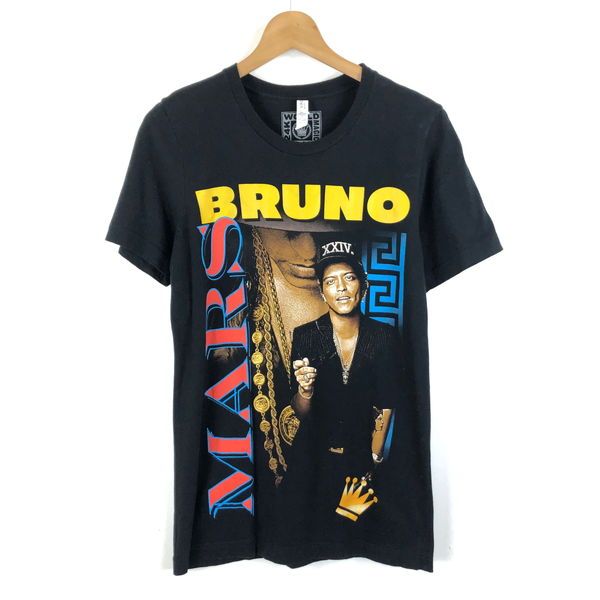 【古着】 BRUNO MARS ブルーノマーズ ミュージックTシャツ 24K MAGIC 両面プリント ブラック系 メンズS 【中古】 n056531