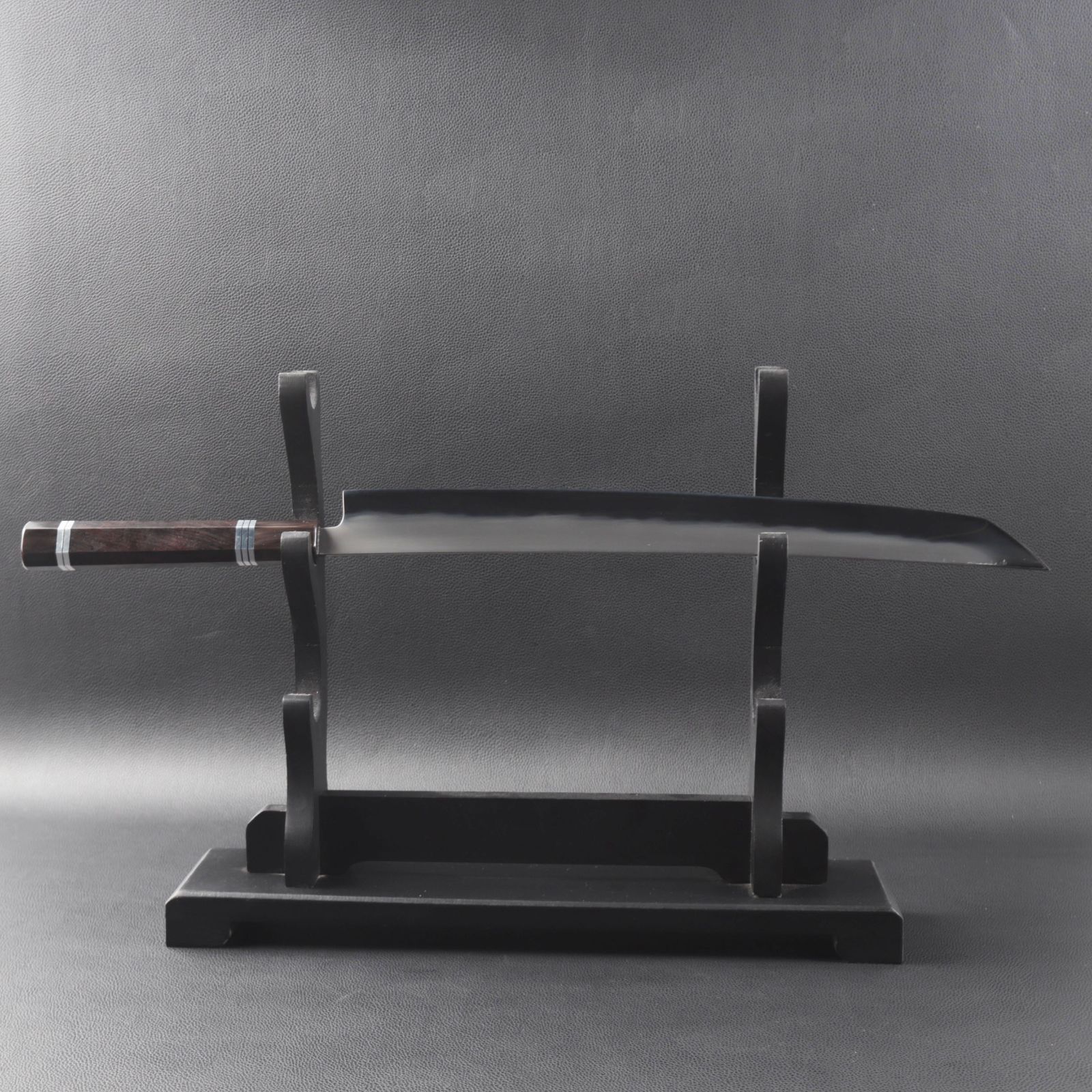 水本焼 MKH1高炭素鋼 先丸柳刃包丁 尺三 刃渡り390mm 黒檀八角柄 上 色水牛角 下 黒水牛角 五本銀巻