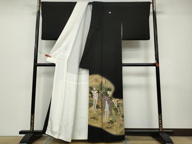 平和屋着物●豪華黒留袖 作家物 藤 金彩 正絹 CAAY5178ut