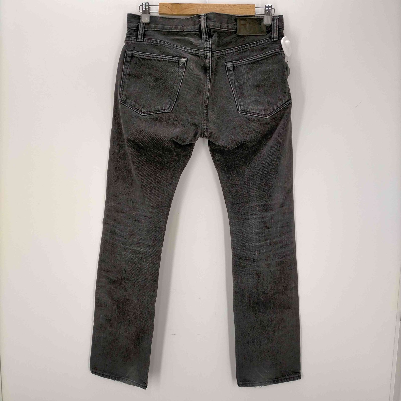 RRL ダブルアールエル ブラックデニムパンツ 後染 メダリオンステッチ L相当 RRL ダブルアールエル ブラックデニムパンツ 後染 メダリオン