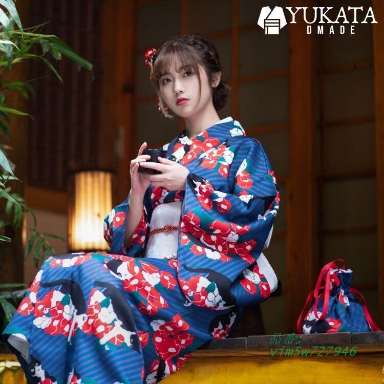 浴衣　新品 浴衣 美術サロン 藍捺染 変わり七宝 藍 紺 白 知多木綿 綿麻