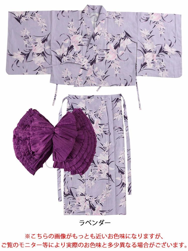 大きいサイズ レディース あやめ柄上下セパレート浴衣＆結び帯3点セット　yukata-s12s　LL 2L 3L 4L 5L