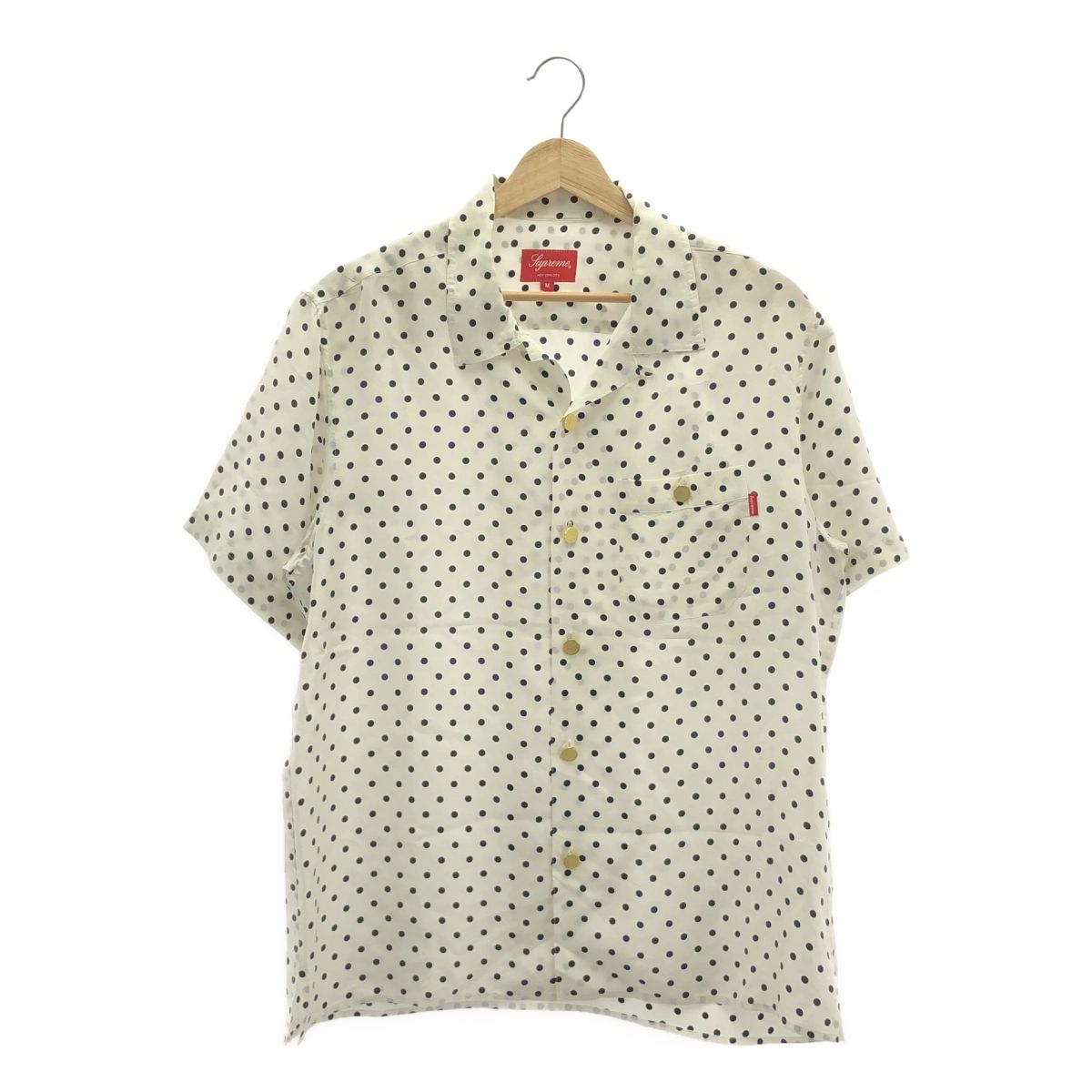 SUPREME | シュプリーム | Polka Dot Silk Shirt | ポルカ ドット シルク オープン シャツ | M | ホワイト|ブラック | メンズ
