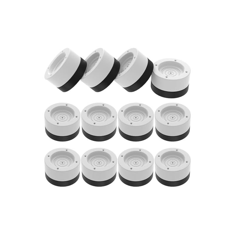 洗濯用防振ゴム DEWEL かさ上げ台 9cm 高さ調整 12点セット ホワイト 継ぎ足し 底上げ 置き台 冷蔵庫 ソファー テーブル こたつ ベッドの高さあげ 水たまり防止 安定性 耐久性 1