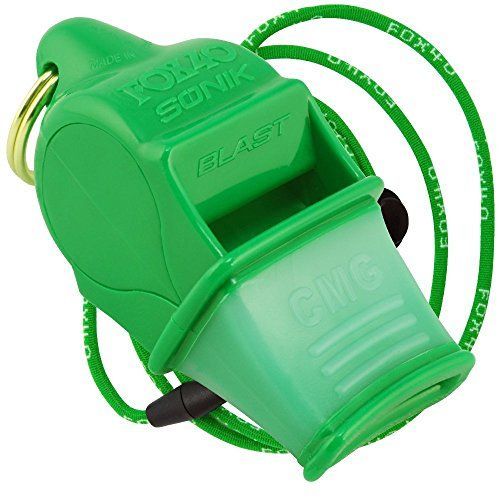 ネオングリーン Fox 40ソニックブラストCMGホイッスル With Lanyard グリーン