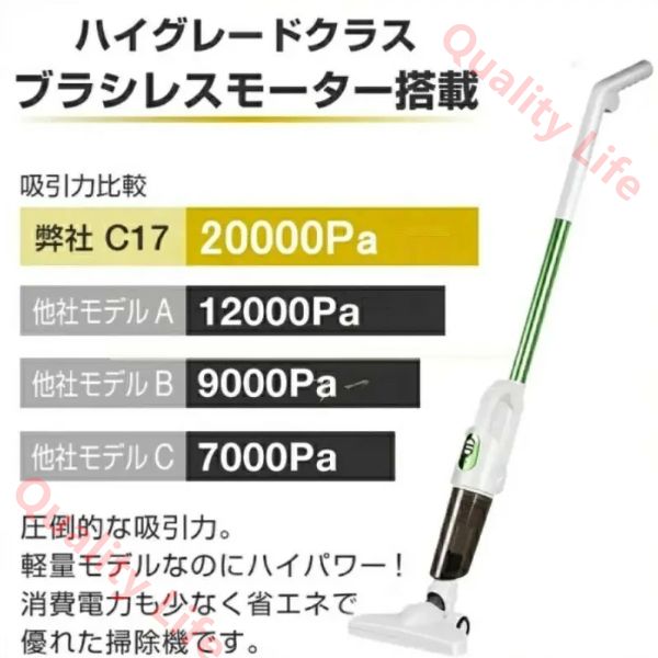 最新モデル掃除機 コードレス 1.3KG超軽量 片手 スティック サイクロン クリーナー 20000PA 掃除機 充電式 女性 家庭用 パワーヘッド 吸引力強い コードレス掃除機 送料無料 サイクロン式 小型 コンパクト