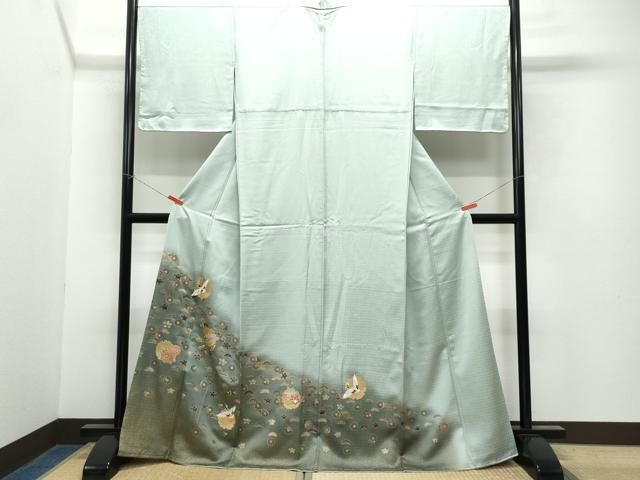 平和屋着物●豪華色留袖 雪輪飛鶴絵巻花文 暈し染め 金彩 正絹 ♥ CAAY2922vf