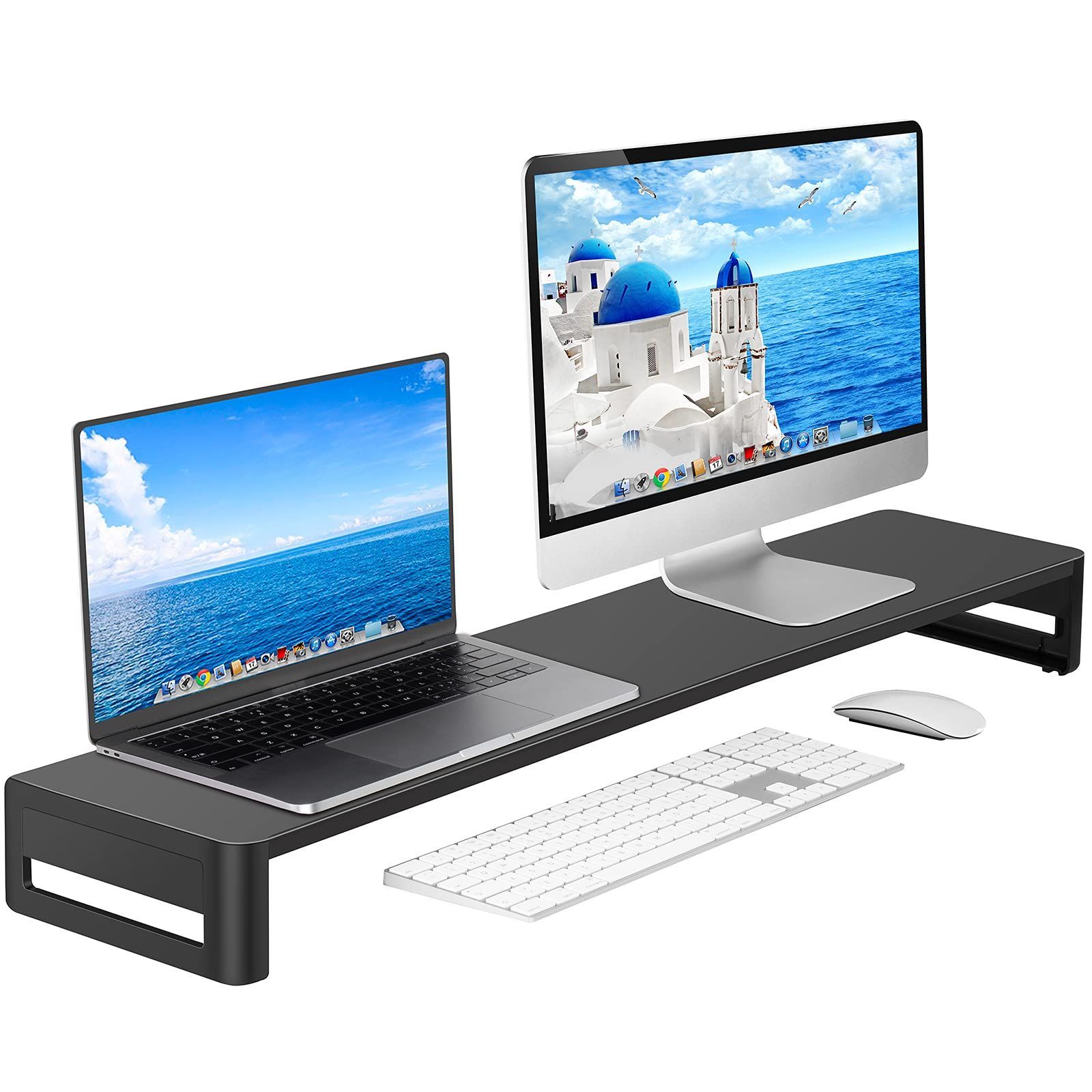 VAYDEER デュアル モニター台 机上台 ディスプレイ台 2画面スタンド パソコン PC キーボード 収納 幅100cm 金属製