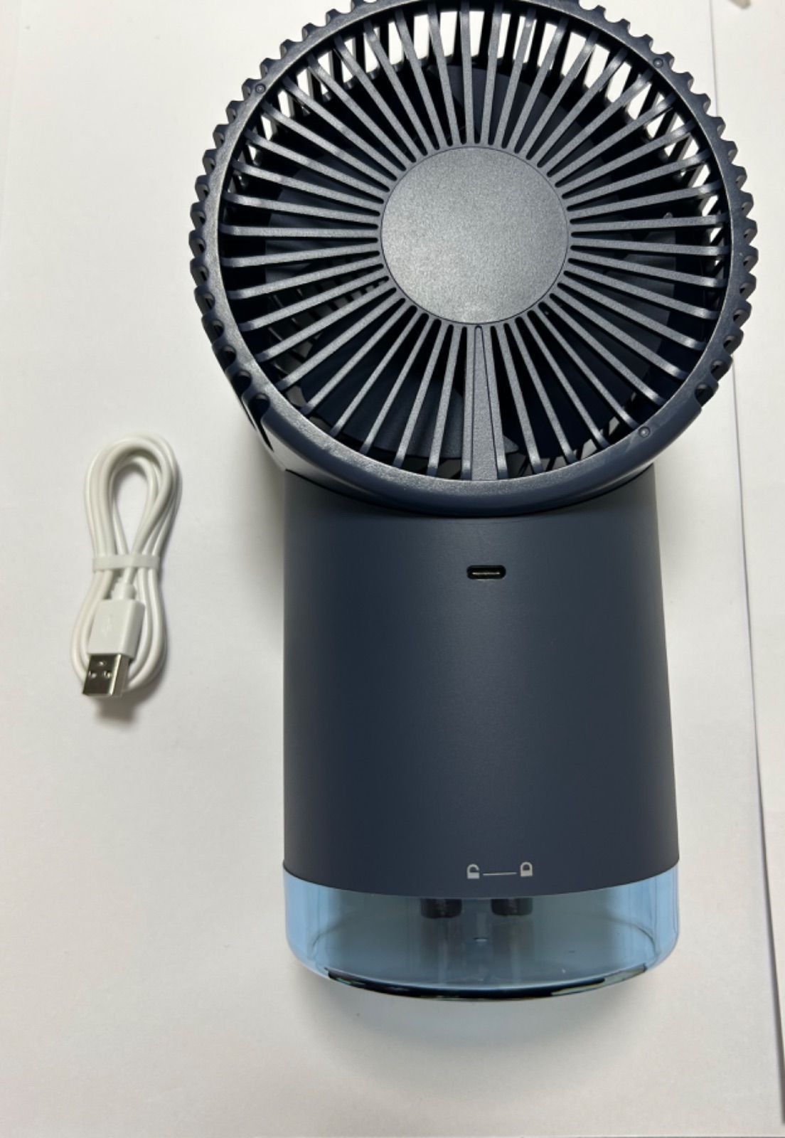 AIR COOLER 加湿機能付き 卓上ファン 扇風機 加湿器 USB ネイビー