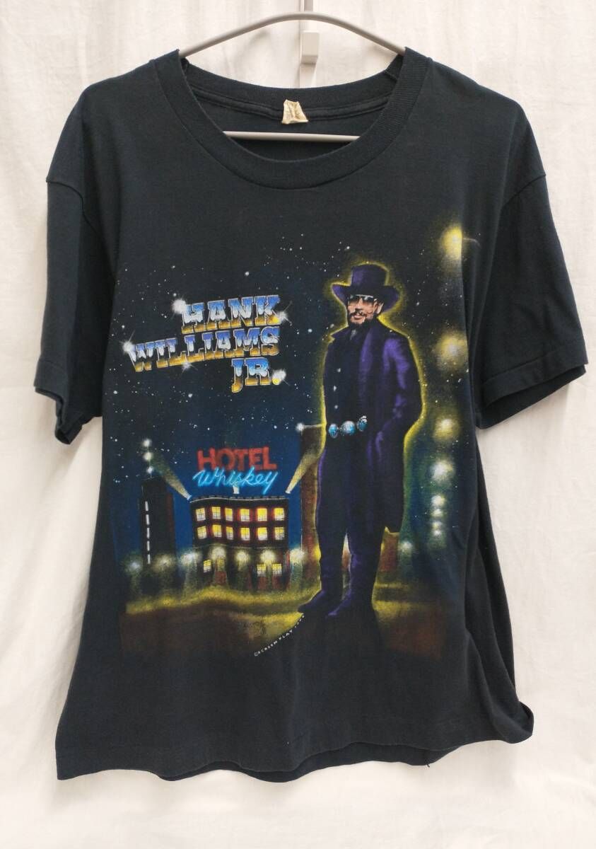 HANK WILLIAMS JR. TOUR TEE SCREEN STARS ハンク ウィリアムス 92年 ツアー Tシャツ L スクリーンスターズ ボディ 黒 ブラック 