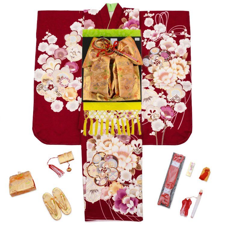 七五三 7歳 四つ身用 草履バッグ 筥迫セット 緑 グリーン 七五三 7歳