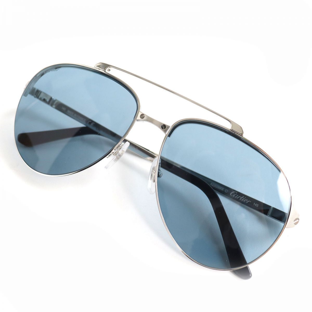 未使用品△Cartier カルティエ CT0354S-003 サントス ドゥ カルティエ パイロット サングラス アイウェア 61□15 145 メンズ 仏製 箱付き◎ 未使用品△Cartier カルティエ CT0354S-003 サントス ドゥ カルティエ