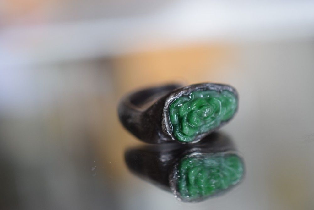 ARG23-137 手作り 一点物 シルバー 天然ミャンマー産 本翡翠 指輪 金属