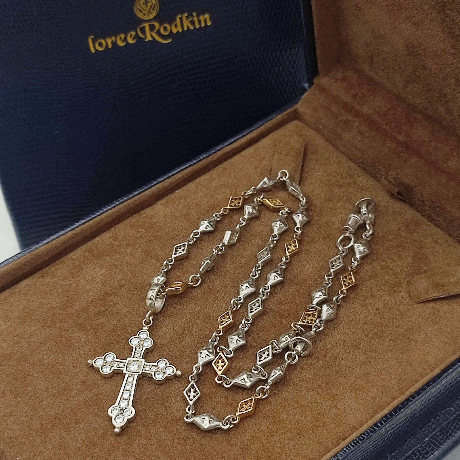 ローリーロドキン　クロスペンダントトップシルバー✖️K18 LARGE GOTHIC CROSS PENDANT Silver / Zirconia PENDANT