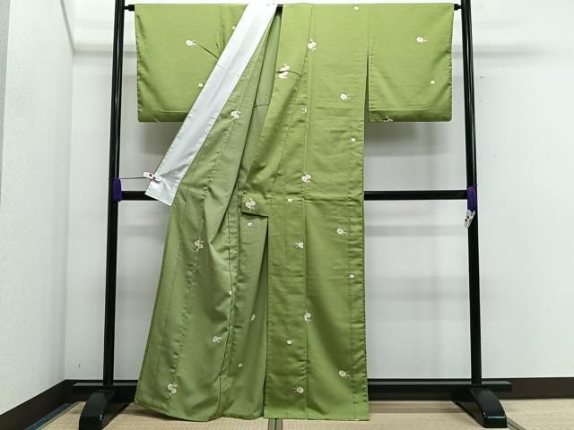 平和屋着物▽小紋 単衣 枝葉文 洗える着物 CAAS2418xi