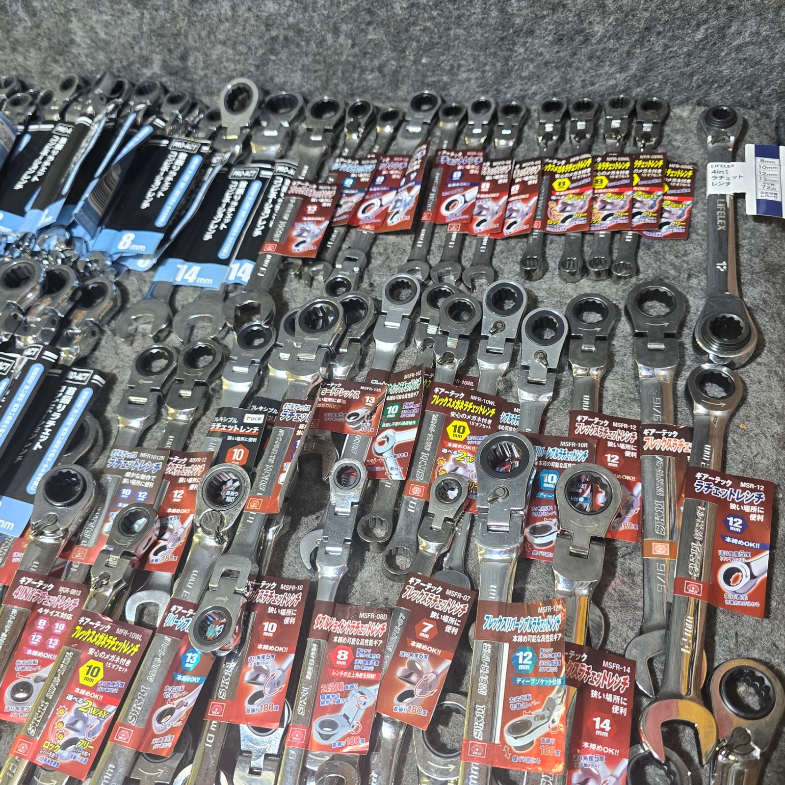 ♥品 大 まとめ売り ギヤレンチ ギアレンチ 首振りラチェット 約180本 サイズ メーカー混合 8㎜ 10㎜ 12㎜ 13㎜ 14㎜ 桶川店 DECORATOM_COM_BR