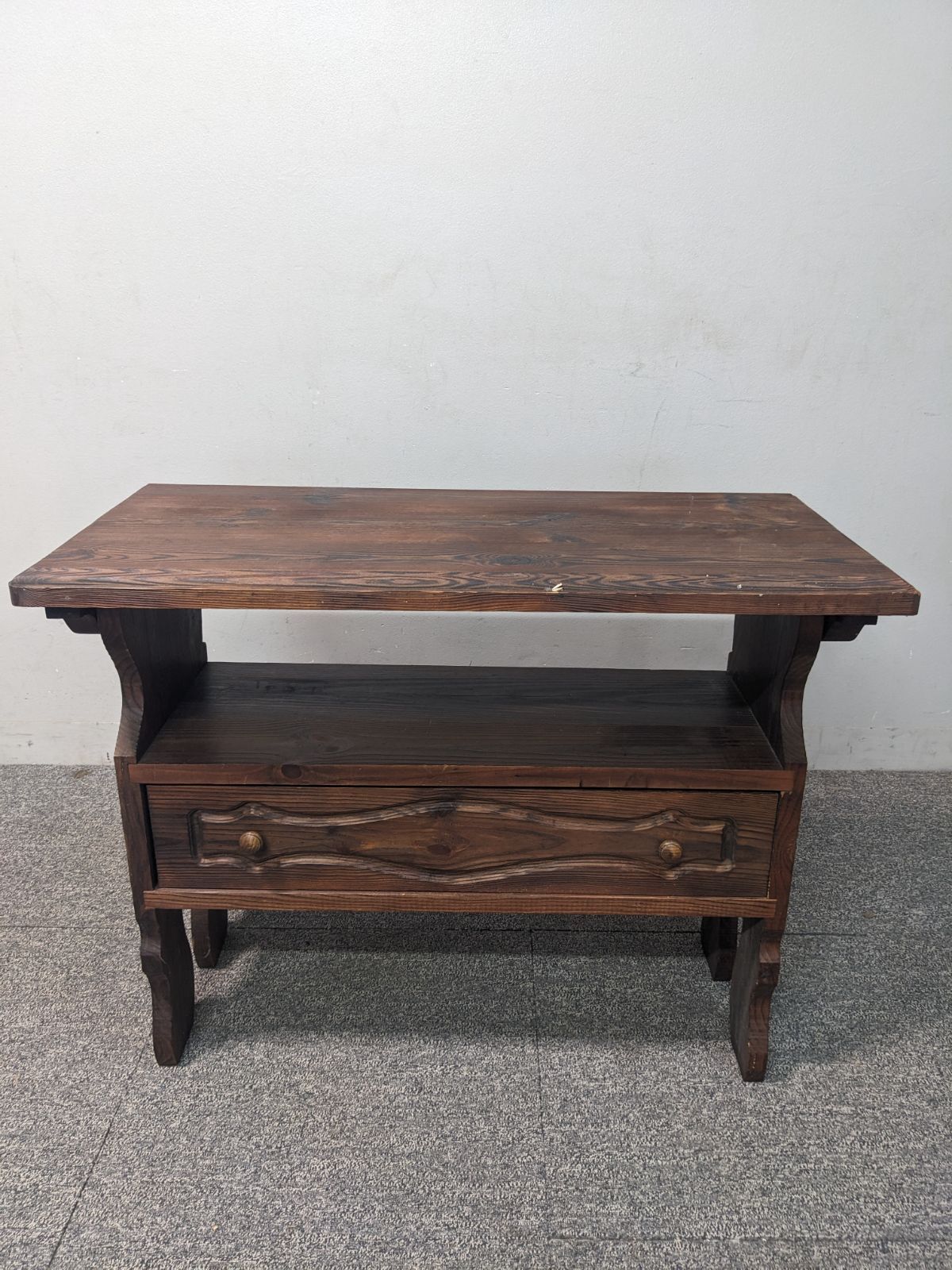 ◎ レトロ アンティーク 木製 棚 引き出し付ベンチ 椅子 収納