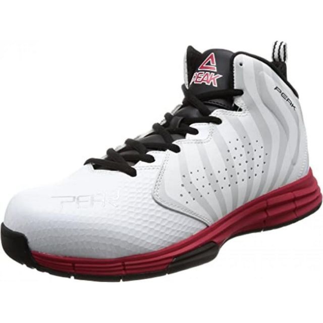 PEAK ピーク セーフティシューズ シューレースタイプ BAS-4504 ホワイト×レッド 27.5cm 安全靴 作業靴 ハイカット スニーカー