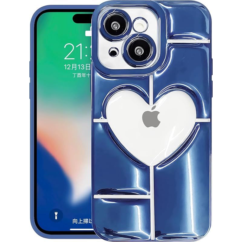 新品　iPhone 15 用 ケース 6.1インチ カバー めっき ハート クリア パターン ソフト TPU素材 韓国 可愛い 携帯ケース 指紋防止/滑り止め黄変防止 耐衝撃 ワイヤレス充電対応 おしゃれ アイフォン