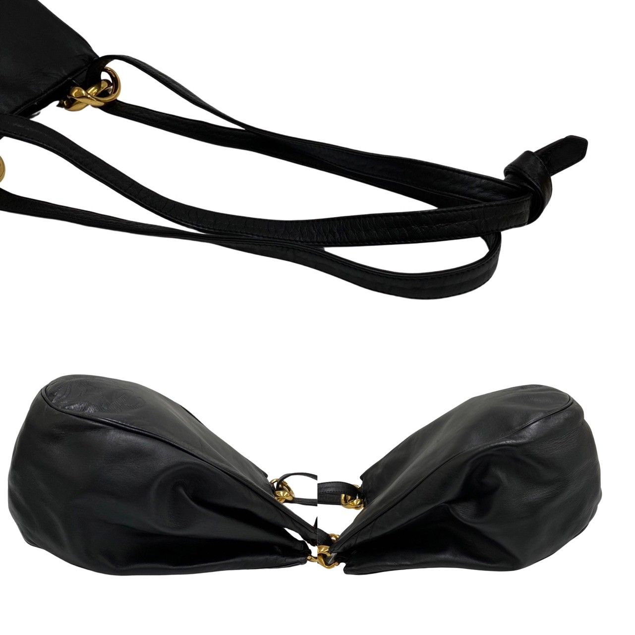 美品！LOEWE 2WAYバッグアナグラムナッパレザー革ブラックカラーmh537 美品！LOEWE 2WAYバッグアナグラムナッパレザー革ブラックカラー