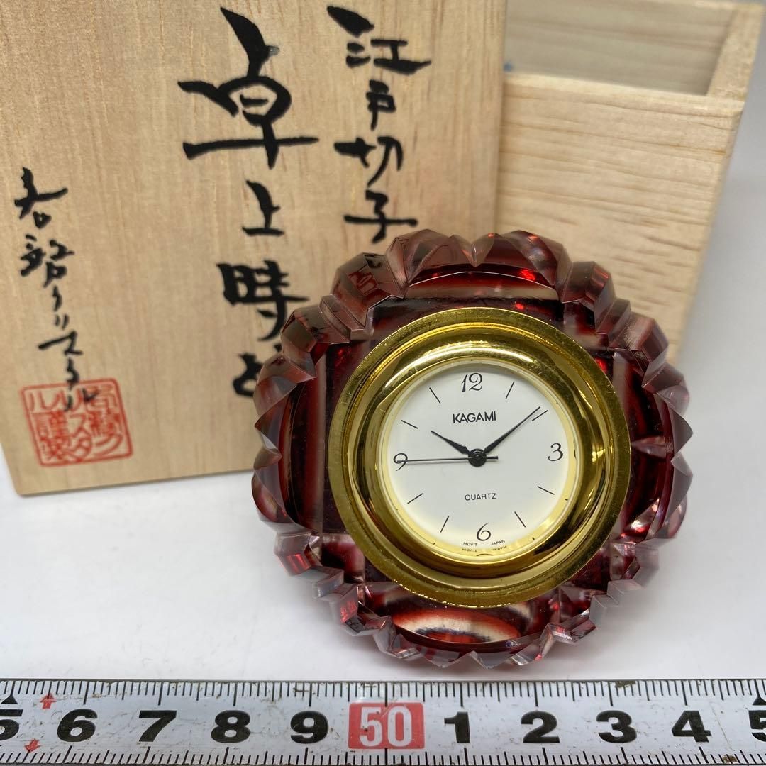 各務クリスタル 江戸切子 時計 232g 共箱 東H5-1111 1Fタカサ