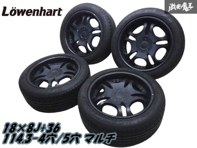 LOWENHART レーベンハート 18インチ 8J +36 PCD114.3 4穴/5穴 マルチ穴 + ナンカン 夏タイヤ 225/50R18 アコードワゴン S-MX JDM 棚L-4