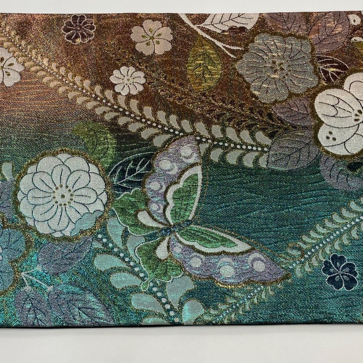 袋帯 美品 秀品 辻が花幻想 箔 緑 六通 正絹 【中古】