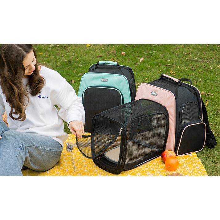 ペットバックキャリーバッグ 拡張型 リュックトラベル折りたたみバッグペットバッグ折りたたみバッグ犬 猫 小動物避難 旅行軽量おしゃれ小型犬小型犬