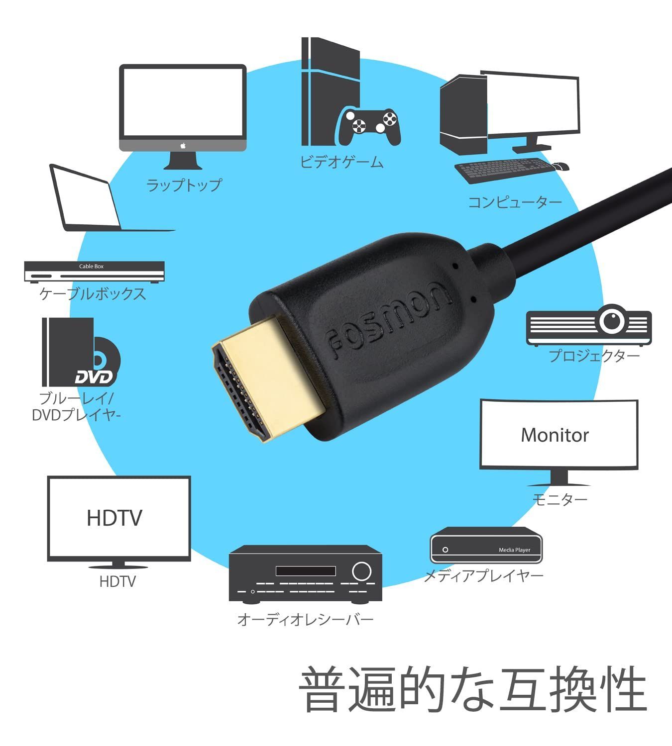 新品→ HDMI オス オス 高速ケーブル【4K解像度 3Dにサポート フルHD HDMI 1080p イーサネット  オーディオリターン (15m) 金メッキコネクタ搭載】- HDTV,Blu-Ray,DVD プレーヤー,PS3/PS4,X メルカリShops