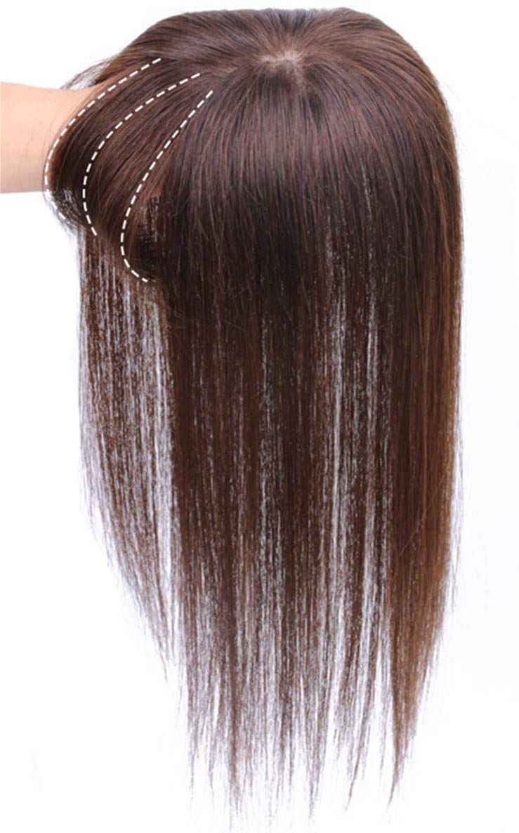 ウイッグ 人毛100% 医療用 円形脱毛症 レディース 女性用 抜毛症 薄毛 かつら ヘアーピース 前髪 横8cm縦12cm 分け目 リアル (栗色 手植え 部分ウィッグ 20cm) YOYO