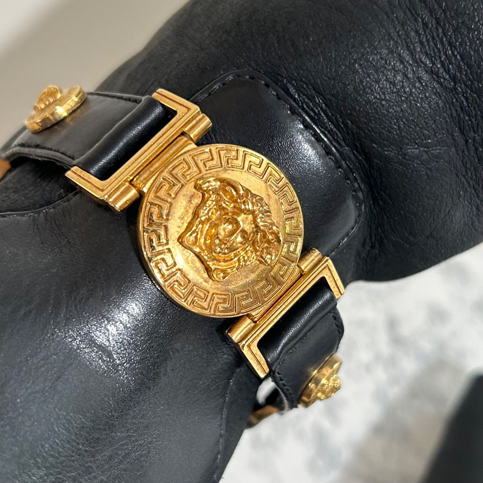 Versace／メデューサ　レザー　ハイキングブーツ Versace／メデューサレザーハイキングブーツ
