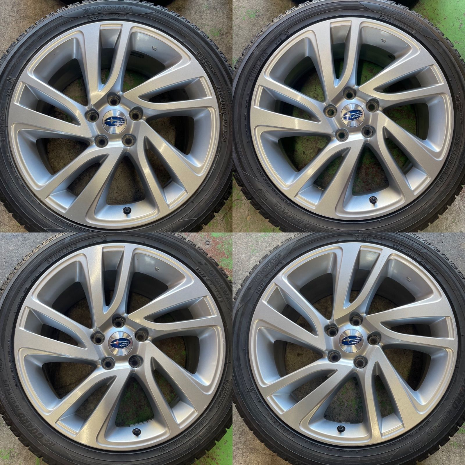 中古 スバル純正 レヴォーグ純正 18×7.5j+55 5/114.3 ヨコハマ ig50プラス 225/45R18 おまけタイヤ4本セット！WRX S4 SUBARU