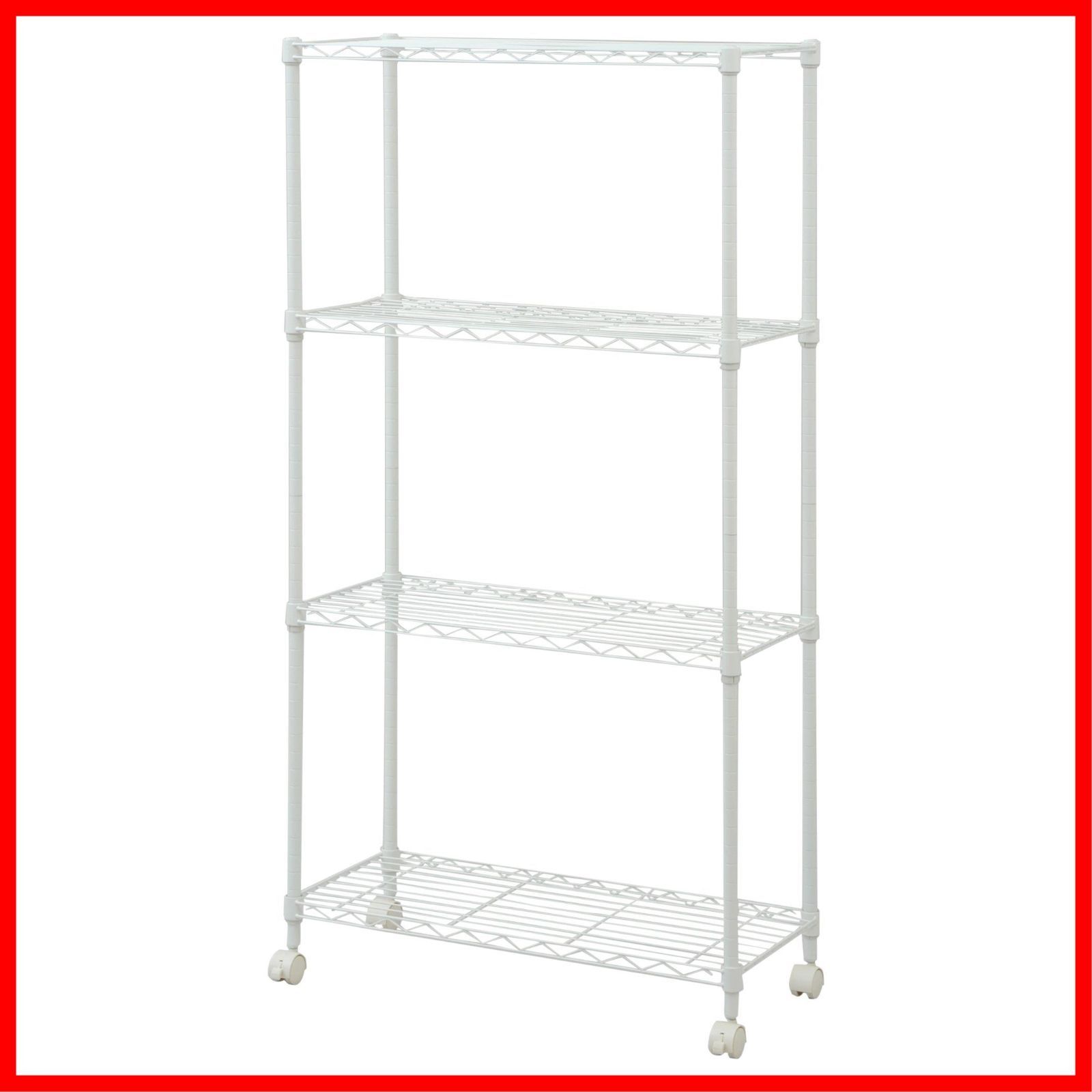 新品 山善 YAMAZEN メタルシェルフ ホワイト キャスター付 Color:ホワイト 山善(YAMAZEN) スリムメタルシェルフ ホワイト (幅70棚