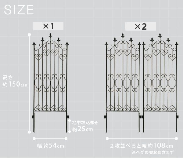 送料無料アイアンフェンス２枚組 ロータイプ 間仕切り ガーデン