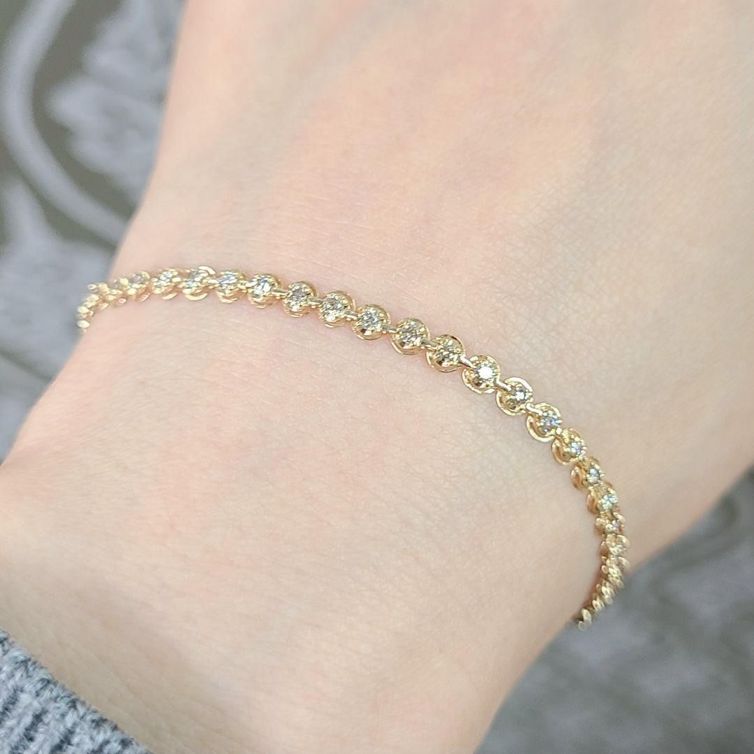 ギラギラ！新型1ct ダイヤモンド K18 YG テニス ブレスレット 18金 ギラギラ！新型1ct ダイヤモンド K18 YG テニス ブレスレット 18金