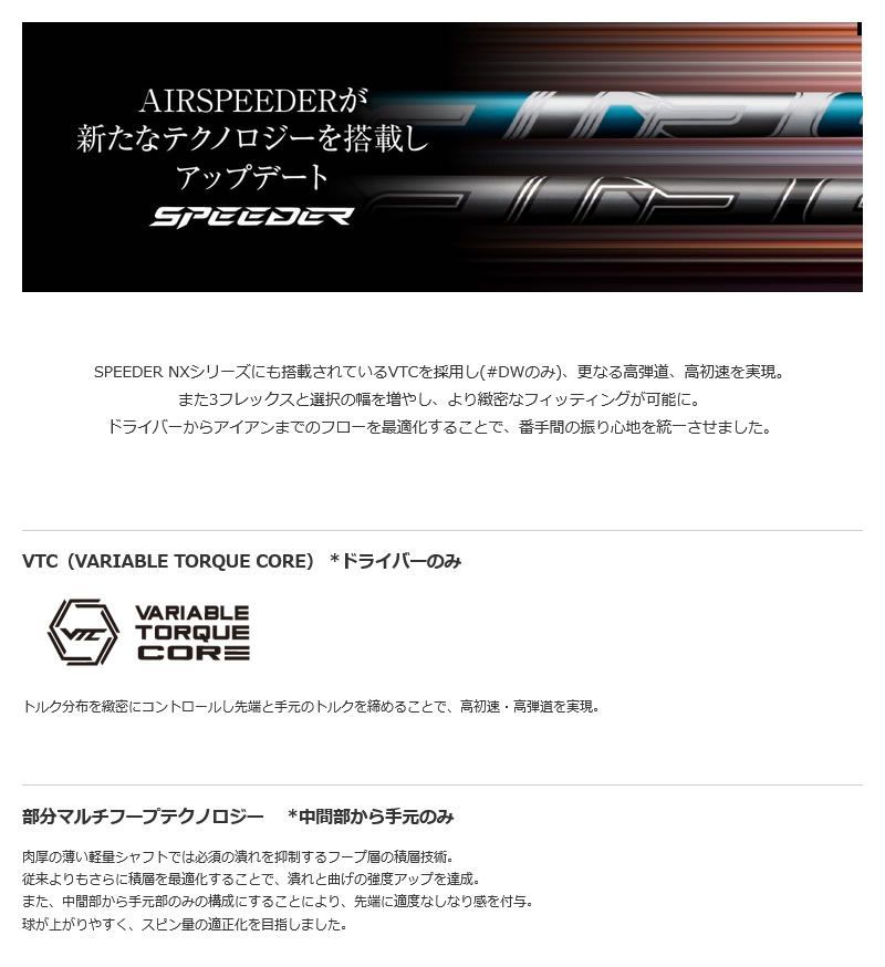 新品エアスピーダーブリヂストンスリーブ付き　ドライバー用シャフト フジクラ AIR SPEEDER BLACK(2023) ドライバー用_スリーブ付 AIR SPEEDER BLACK(2023)  キャロウェイゴルフ用(シャフト・スリーブ)