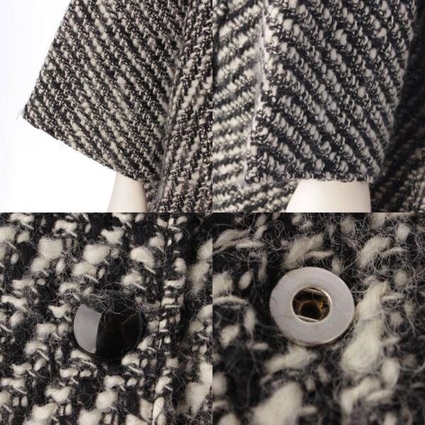 ステラマッカートニー フード付き ツイード コート ブラック ホワイト