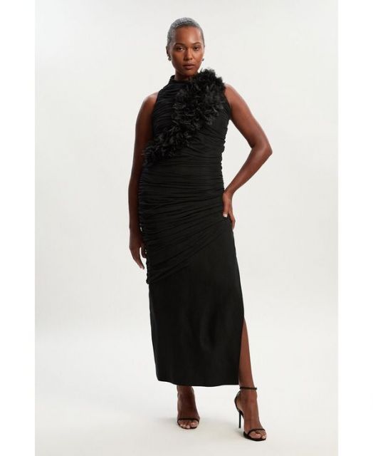 送料無料 カレンミレン レディース ワンピース トップス Women s Bandage Knitted Maxi Dress Black