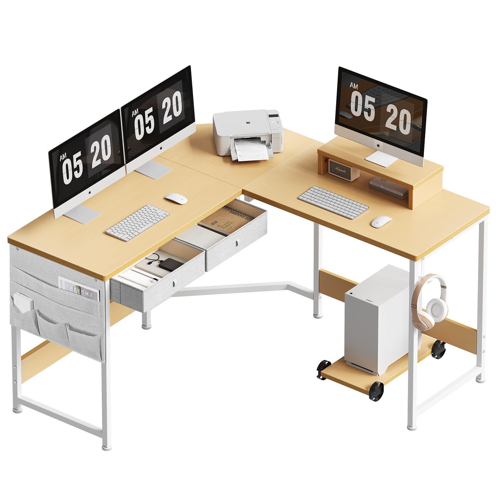 在庫処分　125cm パソコンデスク つくえ 125cm ゲーミングデスク サイド収納袋付き x pcデスク ワークデスク コーナーデスク 机 オフィスデスク テレワーク l字デスク デスク 勉強机 在宅勤務 YeT
