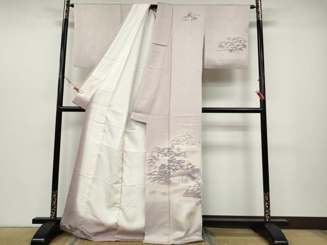 平和屋着物●訪問着　総絞り　渡橋風景松文　暈し染め　正絹　逸品　CAAY5007ut 平和屋着物○訪問着 総絞り 渡橋風景松文 暈し染め 正絹 逸品