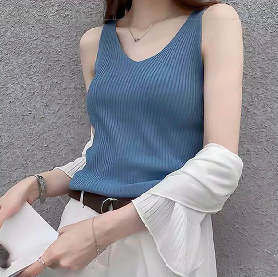 メルカリshops Vネック タンクトップ レディースサマーニットdlby001in Out訳アリ品