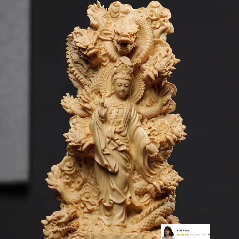 木彫仏像 仏教美術 精密細工 九龍観音像 木彫り 桧木製 観音菩薩