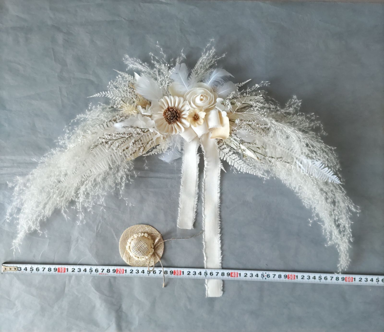 横長スワッグ　ベビーホワイト系　ニューボーン　バースデー　インテリア　家族写真